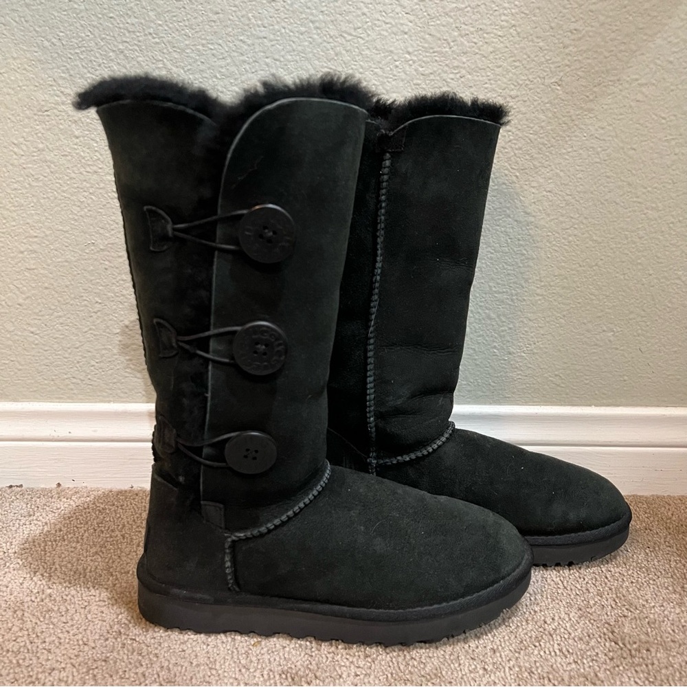 UGG Black triple Bailey Button Tall Uggs